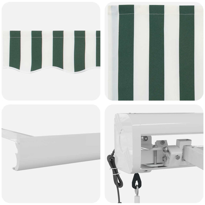 Cortina Retractabilă Verde și alb 400 × 300 cm Stofă și Metal - WALTI WALTI