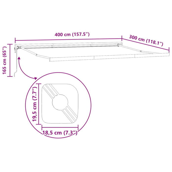 Cortina Retractabilă Verde și alb 400 × 300 cm Stofă și Metal - WALTI WALTI