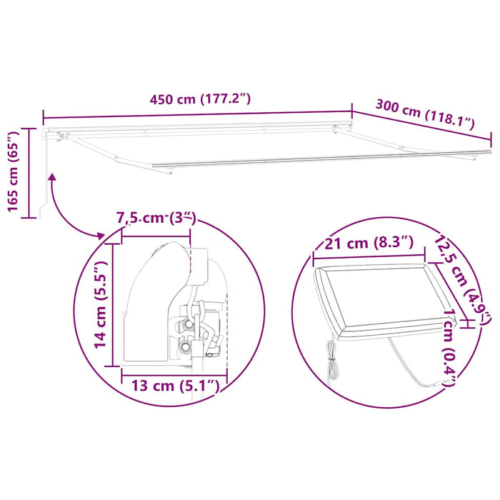 Markiză retractabilă with Manual Portocalie și maro 450 × 300 cm - WALTI WALTI