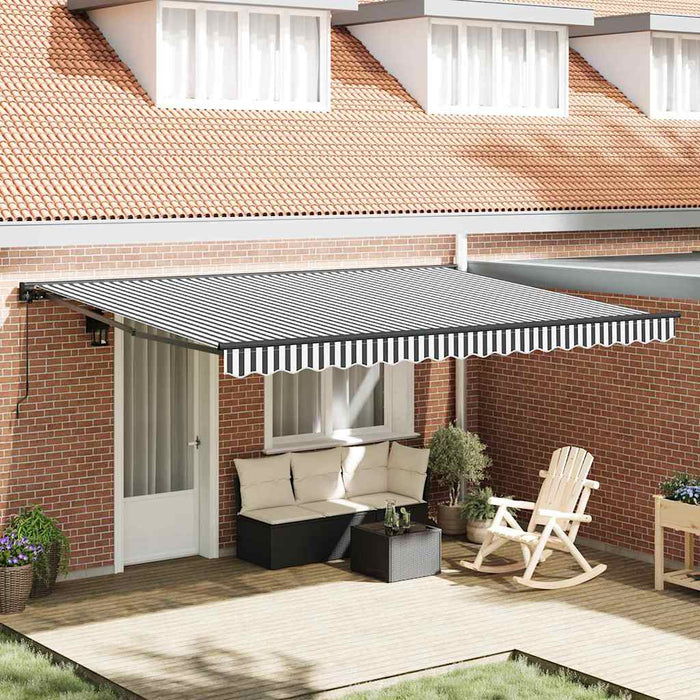Cortina Retractabilă Manual Antracit și Alb 450 × 300 cm - WALTI WALTI