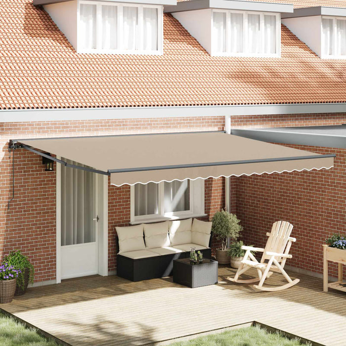 Cadru de copertină Bej 450 × 300 cm Poliester cu Acoperire PU - WALTI WALTI