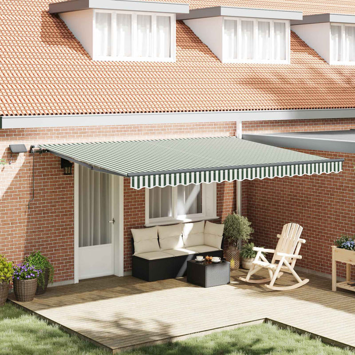 Cortina Retractabilă Manual Verde și alb 450 ×300 cm țesătură - WALTI WALTI