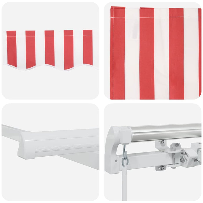 Copertină Manual Roșu și Alb 450 x 350 x 165 cm Poliester - WALTI WALTI