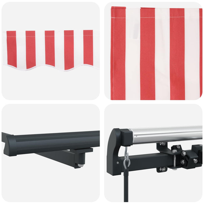Cortina Retractabilă Roșu și Alb 450 × 350 cm Poliester și oțel - WALTI WALTI