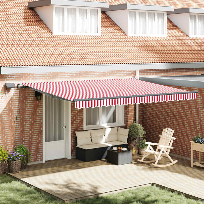 Cortina Retractabilă Manual Roșu și alb 450 ×350 cm țesătură - WALTI WALTI