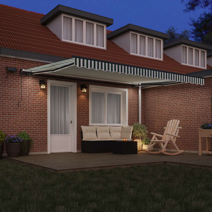 Cortina Retractabilă Manual Verde și alb 450 ×350 cm țesătură - WALTI WALTI