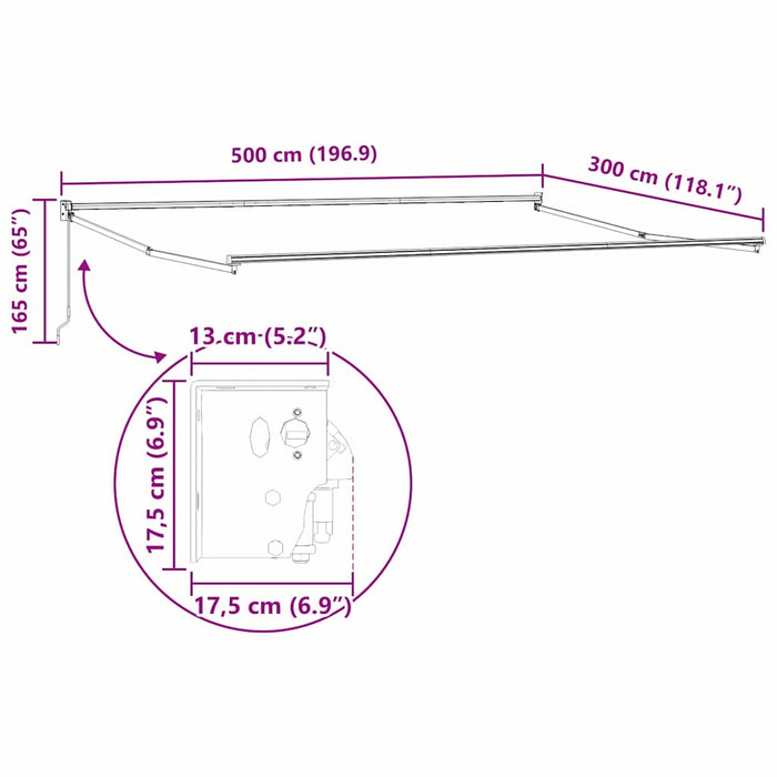 Cort de Soare Retractabil Manual Portocalie și Maro 500 x 300 cm - WALTI WALTI