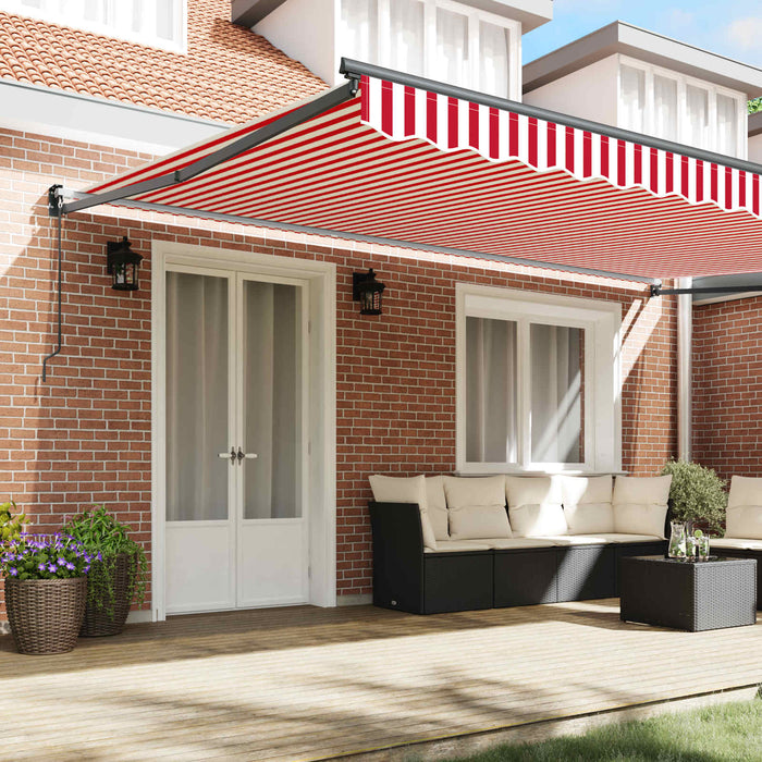 Copertină Manual Roșu și Alb 500 × 300 cm Poliester și metal - WALTI WALTI