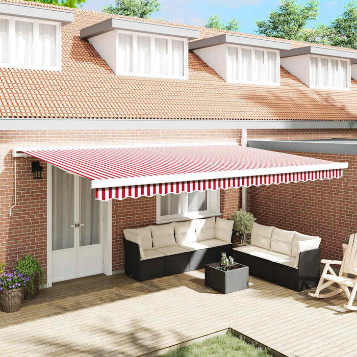 Cortina Retractabilă Roșu și Alb 500 × 300 cm Stofă și Metal - WALTI WALTI