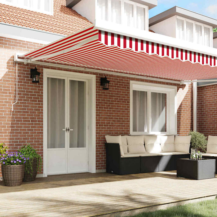 Cortina Retractabilă Roșu și Alb 500 × 300 cm Stofă și Metal - WALTI WALTI