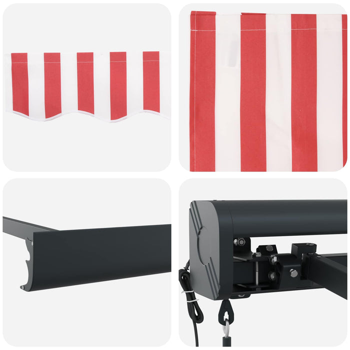 Copertină Roșu și Alb 500 x 300 x 165 cm Poliester și Aluminiu - WALTI WALTI