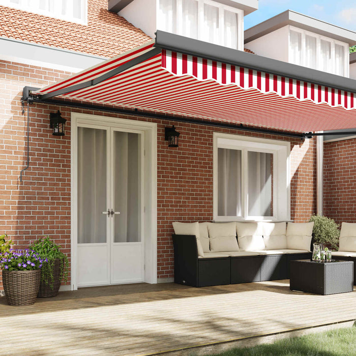 Copertină Roșu și Alb 500 x 300 x 165 cm Poliester și Aluminiu - WALTI WALTI