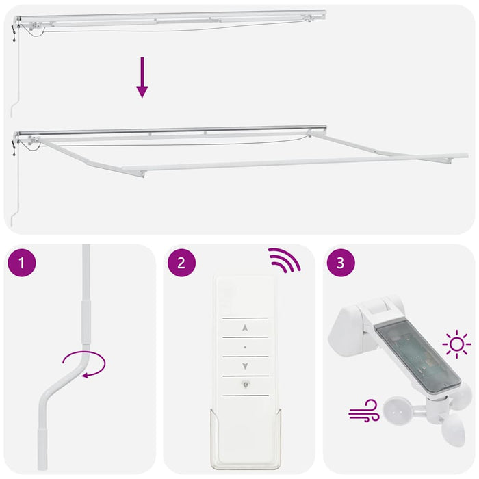 Umbrela retractabilă automată cu LED-uri și dungi colorate, 500x300 cm - WALTI WALTI