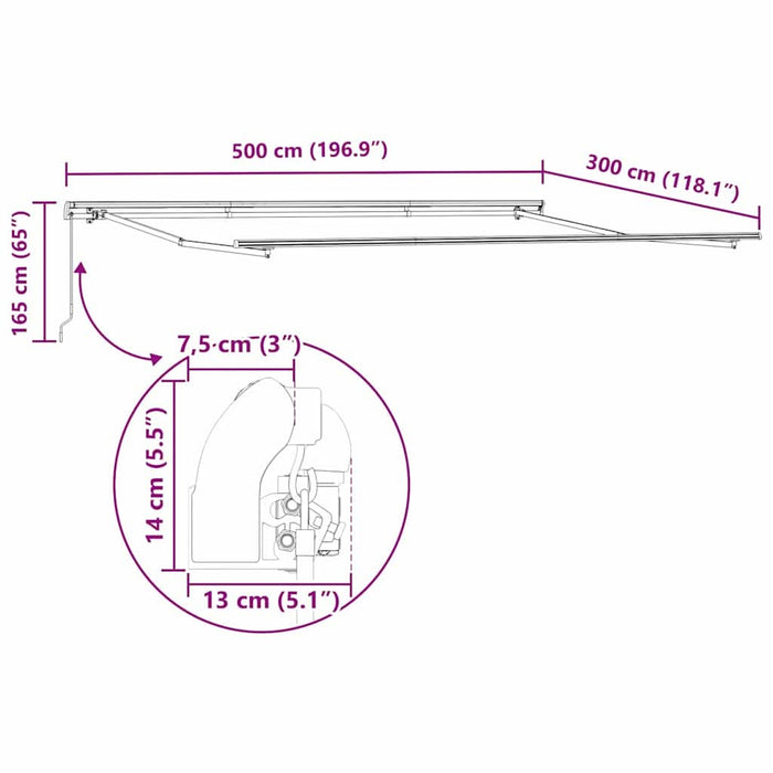 Copertină Gri deschis 500 x 300 x 165 cm Poliester și metal - WALTI WALTI