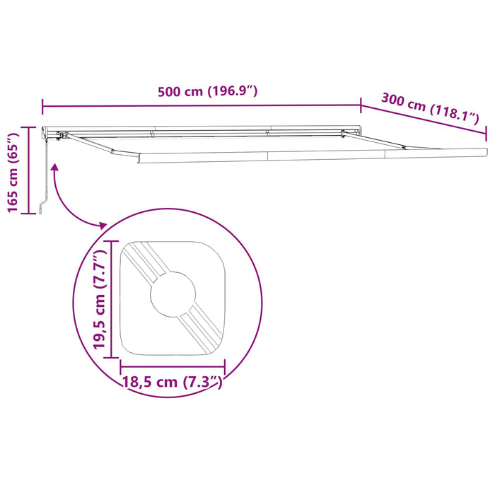 Cortina Retractabilă Verde și alb 500 × 300 cm Stofă și Metal - WALTI WALTI