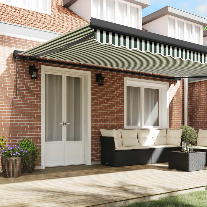 Cortina Retractabilă Verde și alb 500 × 300 cm Stofă și Metal - WALTI WALTI