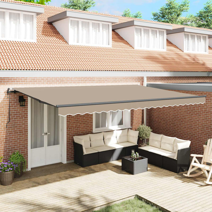 Cortina Retractabilă Bej 500 × 350 cm Țesătură și Aluminiu - WALTI WALTI