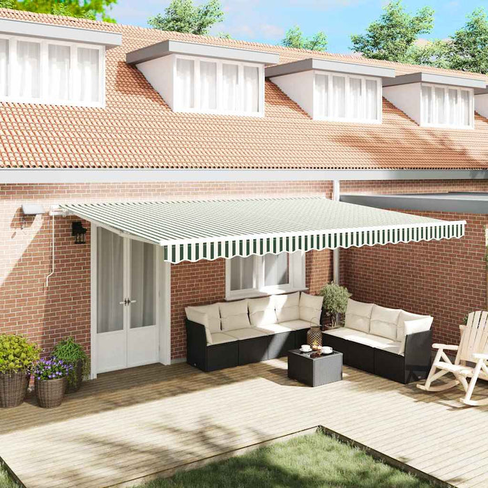 Cortina Retractabilă Manual Verde și alb 500 × 350 cm - WALTI WALTI
