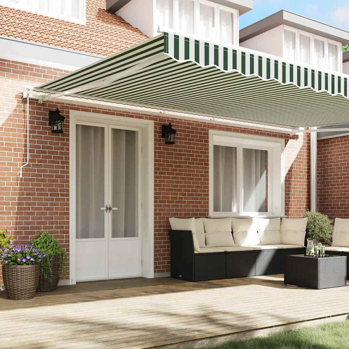 Cort electric retractabil Verde și alb 500 × 350 cm - WALTI WALTI