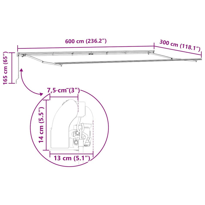 Cortina Retractabilă Multicolour 600 × 300 cm Acril și metal - WALTI WALTI
