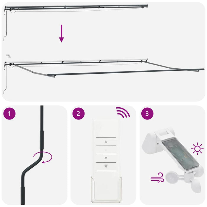 Marchiză Retractabilă Automată cu Dungi LED Multicolore 600x300 cm - WALTI WALTI