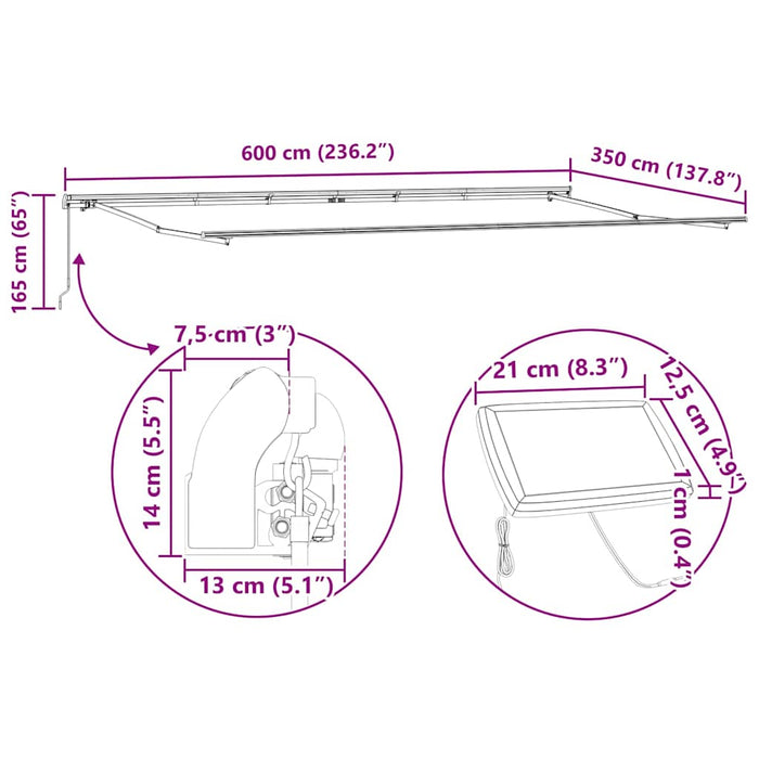 Marchiză Retractabilă with Manual Portocalie și maro 600 × 350 cm - WALTI WALTI