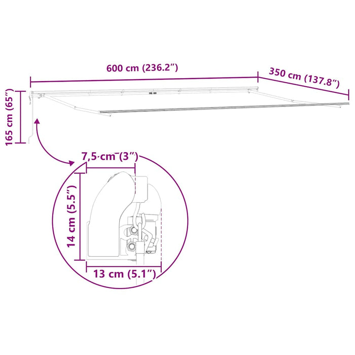 Marchiză Retractabilă Portocalie și maro 600 × 350 cm - WALTI WALTI