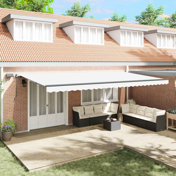 Copertină retractabilă Alb 600 × 350 cm Țesătură și Aluminiu WALTI