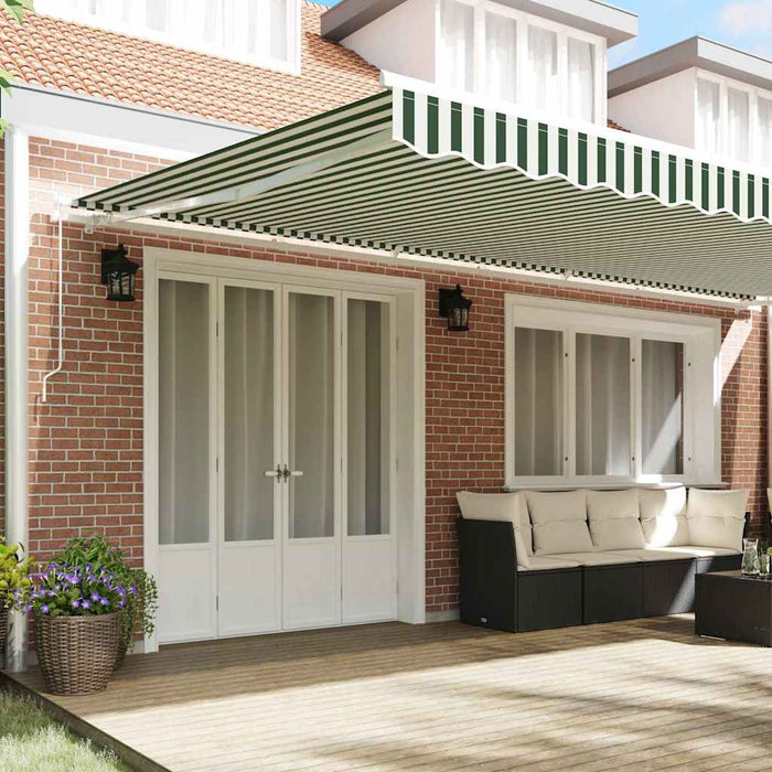 Copertină retractabilă Verde și alb 600 × 350 cm WALTI