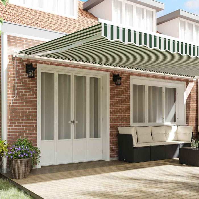 Copertină retractabilă Verde și alb 600 × 350 cm WALTI