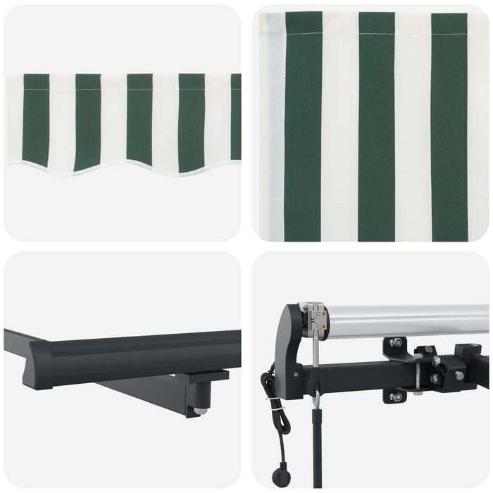 Copertină retractabilă Verde și alb 600 × 350 cm WALTI