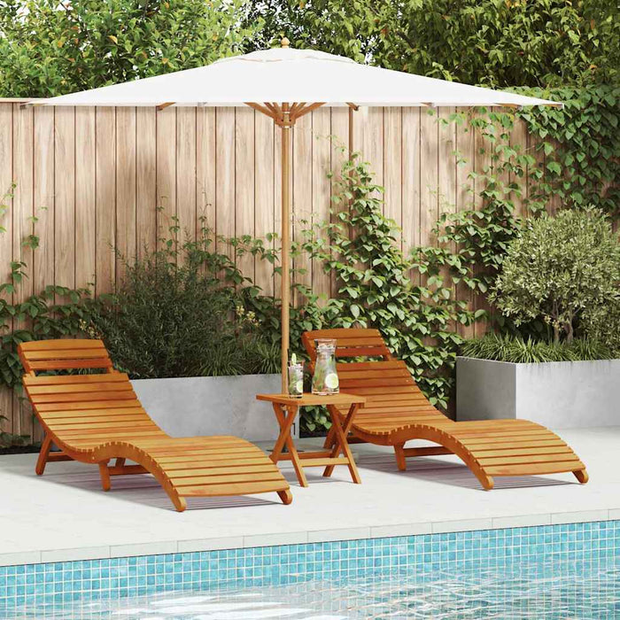 Șezlong 3 pcs Maro Lemn Solid de Acacia - WALTI WALTI