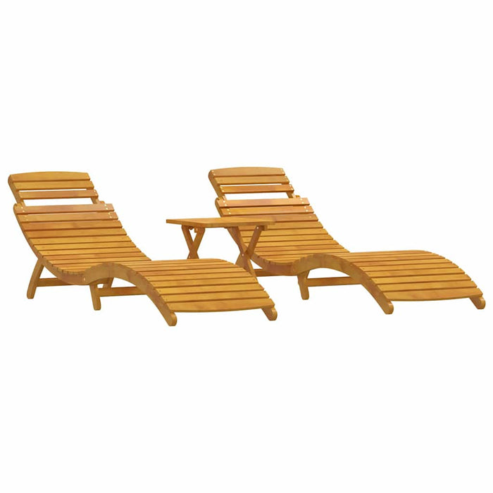 Șezlong 3 pcs Maro Lemn Solid de Acacia - WALTI WALTI