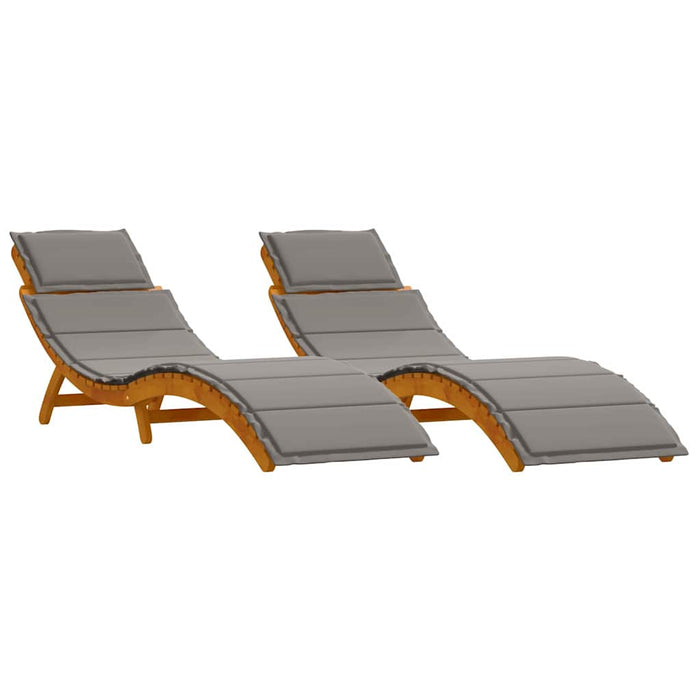 Șezlong 2 buc. Lemn Solid de Acacia Gri WALTI