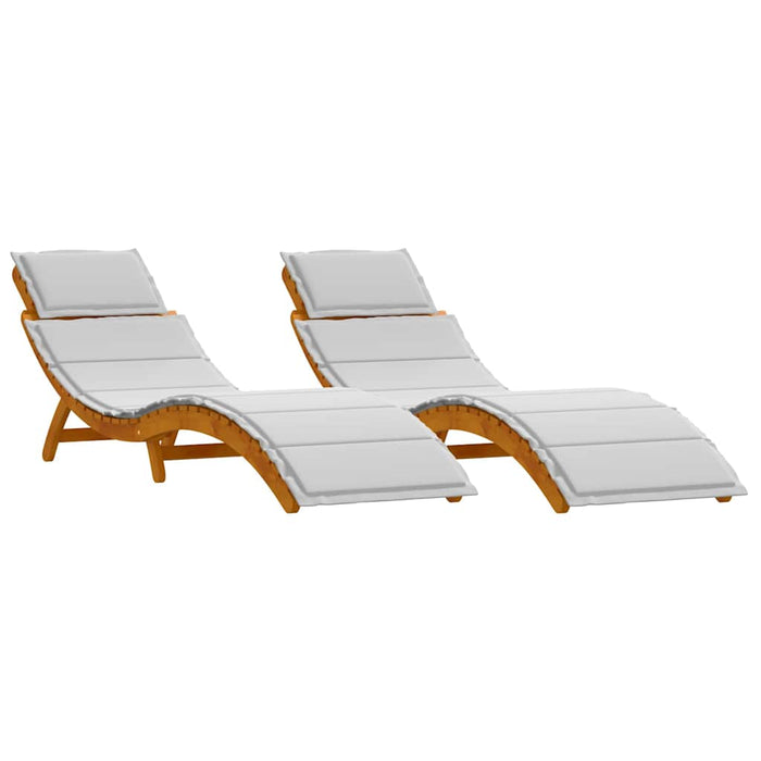 Șezlong cu pernă 2 pcs Gri deschis Lemn Solid de Acacia - WALTI WALTI