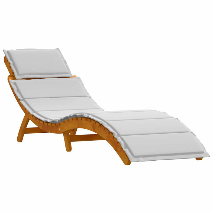 Șezlong cu pernă 2 pcs Gri deschis Lemn Solid de Acacia - WALTI WALTI