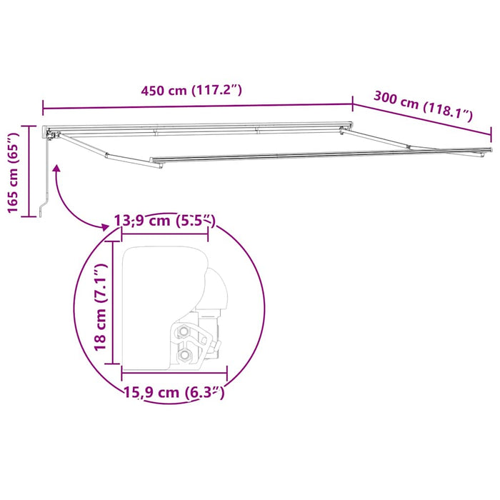 Cadru de copertină Antracit 4,5 × 3 m Oțel și aluminiu vopsit - WALTI WALTI