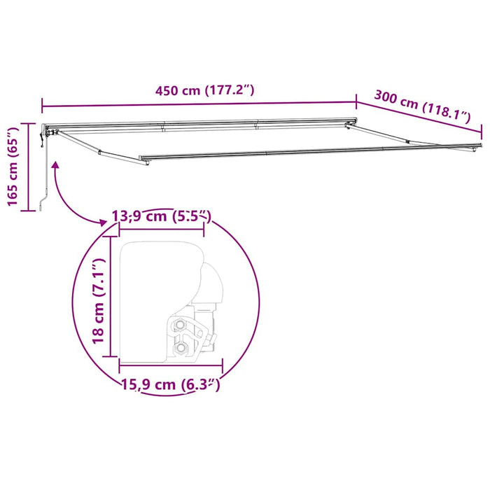 Cadru de copertină Antracit 4,5 × 3 m Oțel și aluminiu vopsit - WALTI WALTI