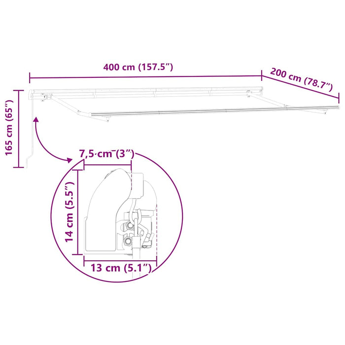 Cadru de copertină Alb 4 x 2 m Metal - WALTI WALTI