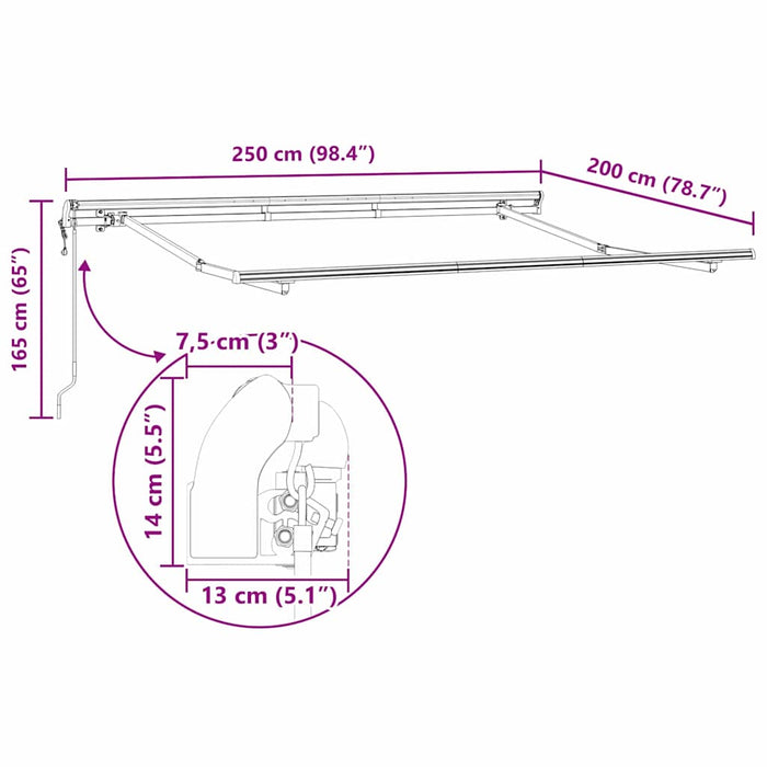 Cadru de copertină Antracit 2.5 x 2 m Metal - WALTI WALTI