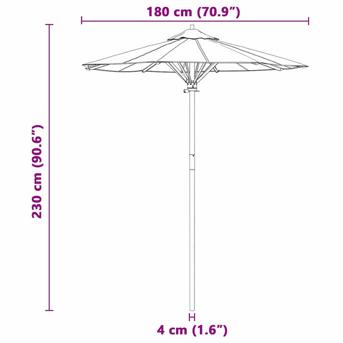 Parasol de Grădină Alb crem 180 x 180 x 230 cm Bambus - WALTI WALTI