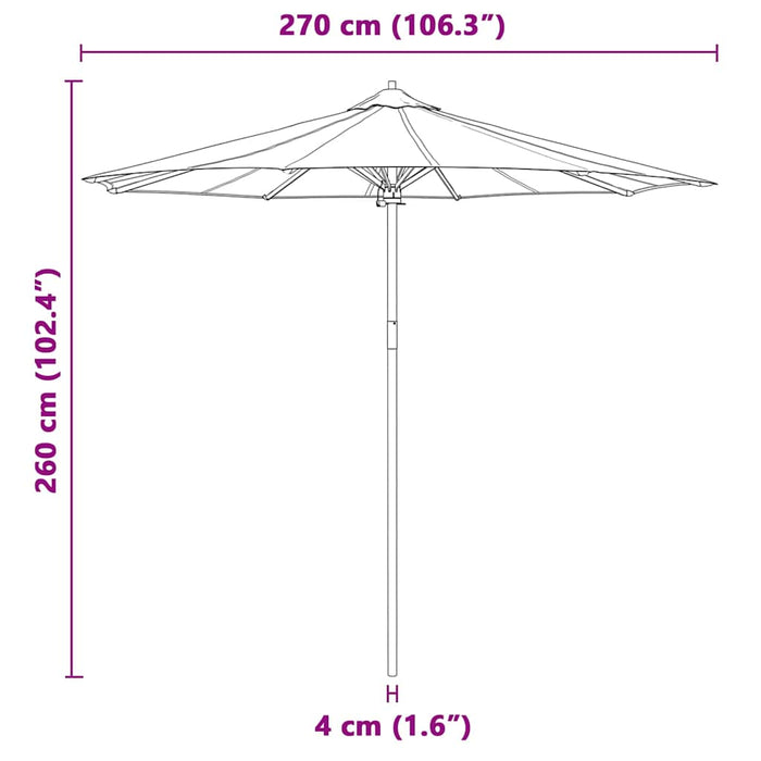 Parasol de Grădină Alb crem 270 x 270 x 260 cm Bambus - WALTI WALTI