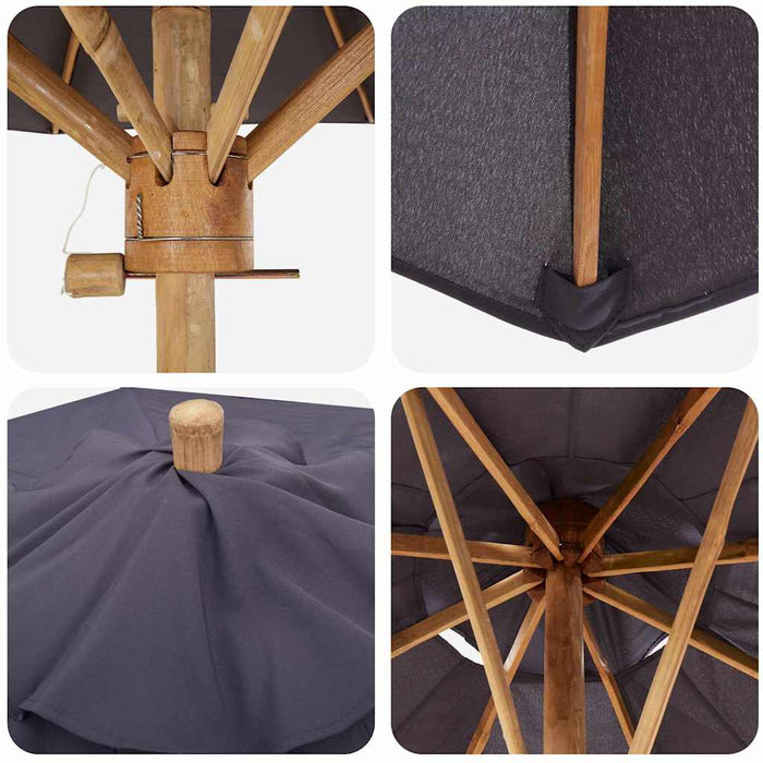 Parasol de Grădină Gri închis 270 x 270 x 260 cm Bambus - WALTI WALTI