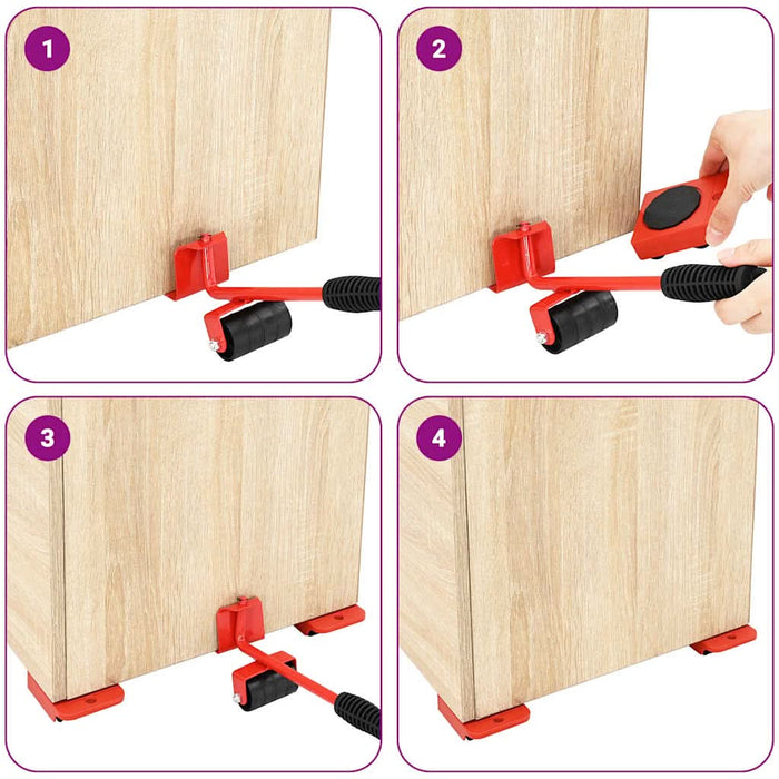 Role pentru mobilă, 8 buc., cu dispozitive de ridicare, roșii, 9,8x7,5x3 cm, 150 kg - WALTI WALTI