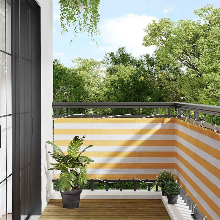 Paravan de balcon cu dungi galbene și albe, 75x800 cm WALTI