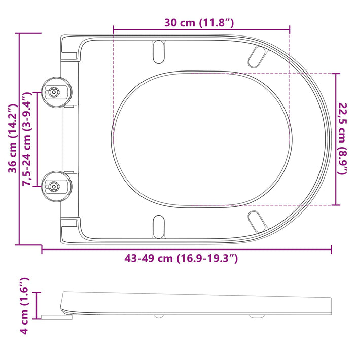 Capacul de toaletă Negru 49 x 36 x 4 cm Duroplast - WALTI WALTI