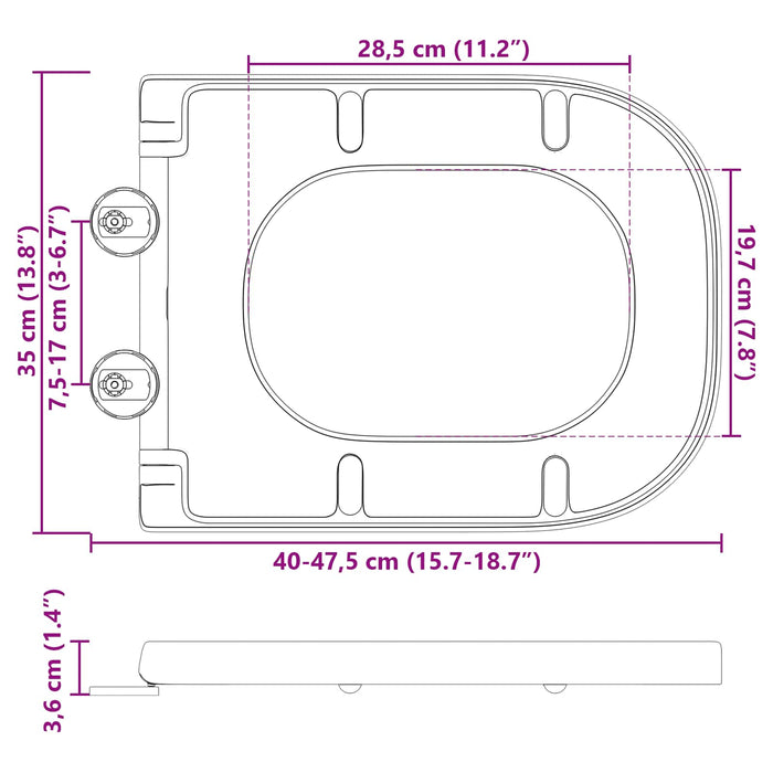 Capacul de toaletă Negru 47,5 x 35 x 3,6 cm Duroplast WALTI