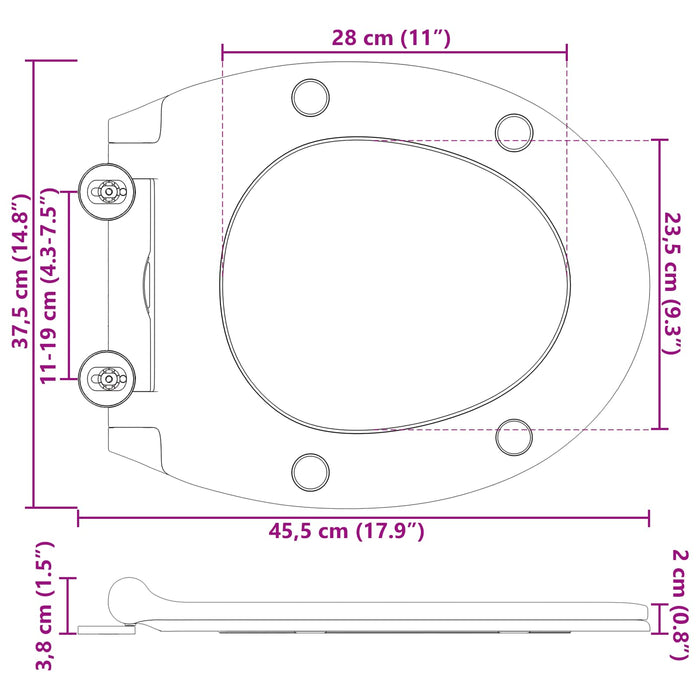 Capacul de toaletă Negru 47 x 37,5 x 3,8 cm Duroplast - WALTI WALTI