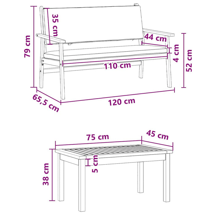 Set de canapele pentru grădină 3 pcs Maro 75 x 45 x 38cm - WALTI WALTI