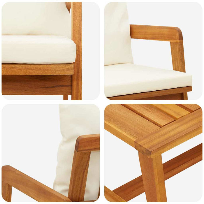 Set bistro cu pernă 3 pcs Maro Lemn Solid de Acacia - WALTI WALTI